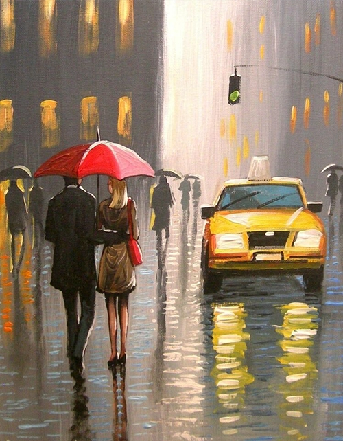 Élményfestés, Esős séta a városban