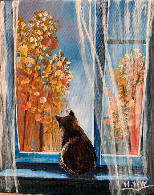Élményfestés, Cica az ablakban